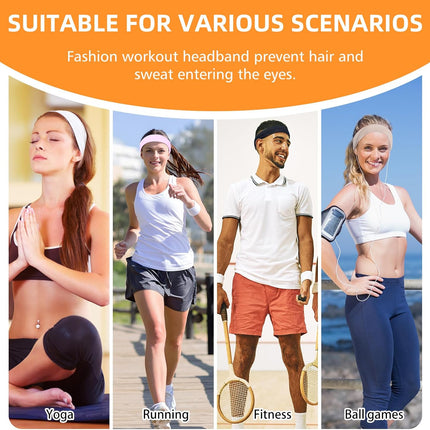 8PCS Running Headbands – Lightweight, Sweat Absorbent, Men & Women