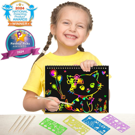2-Pack Rainbow Scratch Paper Notebooks – Easter Gifts for Kids Ages 4-8