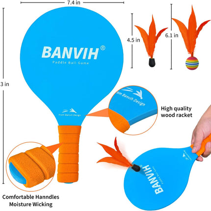 4-Racket Badminton Set, 12 Birdies & 2 Balls, Portable Outdoor Beach Yard Game