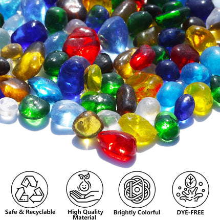 Colourful Sea Glass Stones 14oz Clear Glass Pebbles for Aquariums Vases Crafts Decor