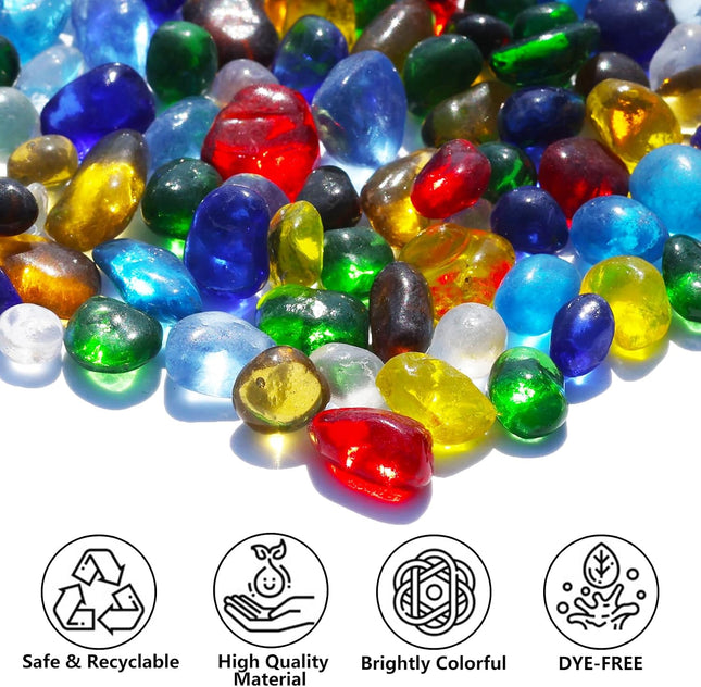 Colourful Sea Glass Stones 14oz Clear Glass Pebbles for Aquariums Vases Crafts Decor