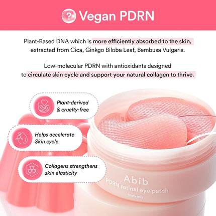 Korean Eye Patches PDRN Retinal Niacinamide 60 Count for Rejuvenating Under Eyes