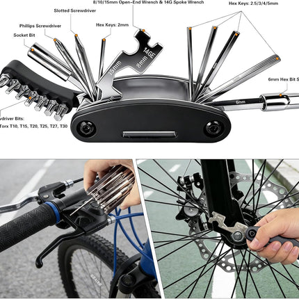 16-in-1 Bike Multi Tool Kit – Compact Portable Repair Set for MTB & Road Bikes