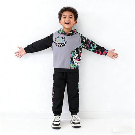 Toddler Boys Paint Splatter Hoodie & Jogger Set – Soft Cotton Comfort