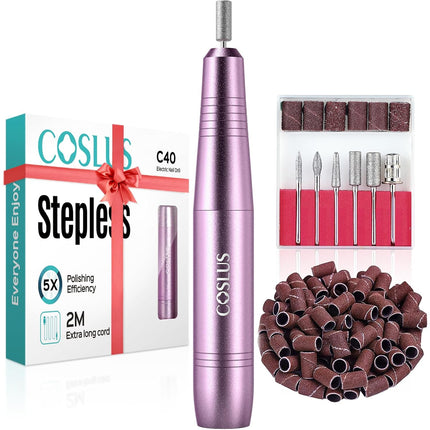 Professional C40 Nail Drill Machine with Bits & Sanding Bands for Nail Care