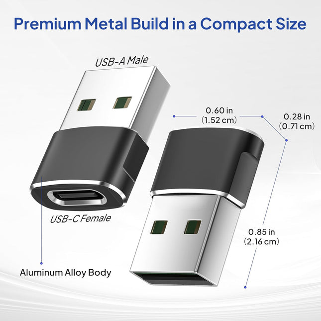 4-Pack USB to USB-C Adapter – Type-C Converter for iPhone, iPad & Samsung