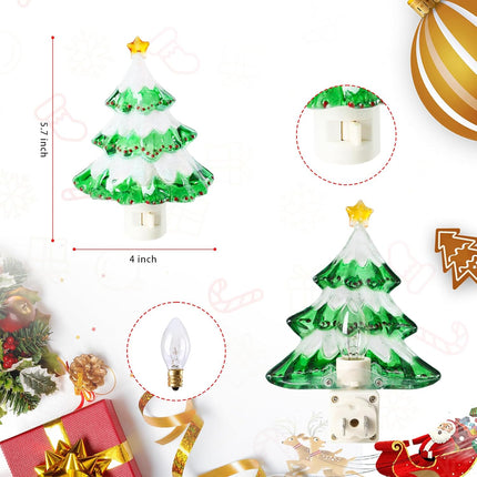 Christmas Tree Night Light – Wall Swivel Plug-In Holiday Home Décor