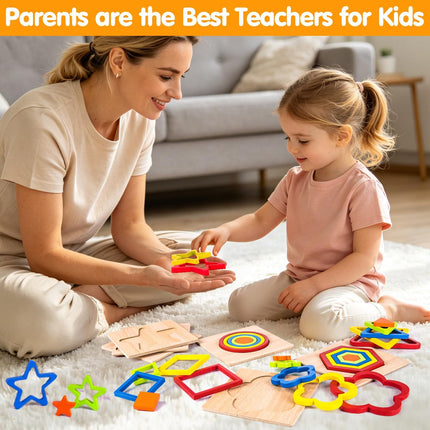 Montessori Wooden Shape Sorting Puzzle Toy for Toddlers 1-3 Years Old
