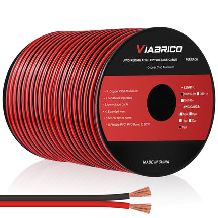 16AWG Automotive Electrical Wire 100FT, 2 Conductor Red/Black Cable
