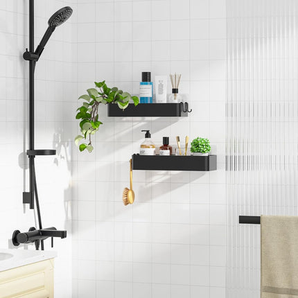 2 Pack Shower Caddy Black Rustproof Metal Shelves No Drill Bathroom Storage