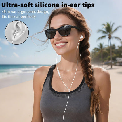 Wired Earbuds 3.5mm Jack with Mic Noise Cancelling Stereo Headphones White