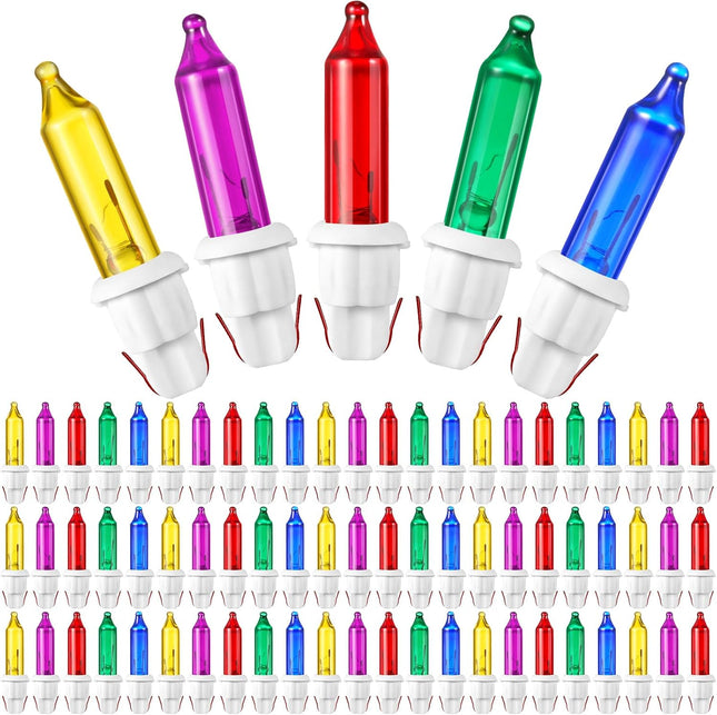 60PCS Mini Incandescent Replacement Bulbs 2.5V for Christmas Lights White Base