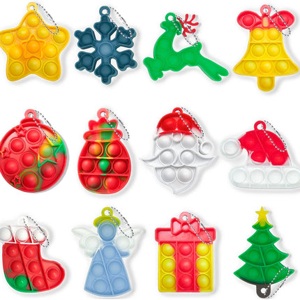 Christmas Mini Push Pop Bubble Fidget Toy – Keychain Pop Toy for Stress Relief