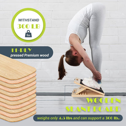 Adjustable Slant Board Calf Stretcher with Training Poster for Leg Therapy