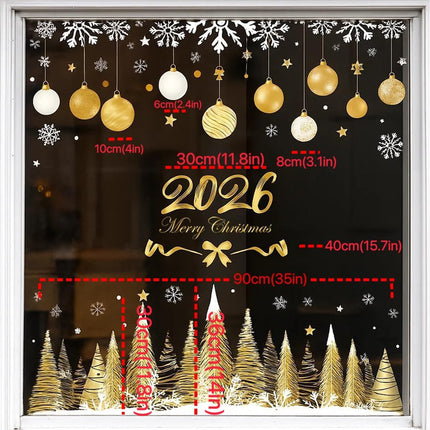 Large Christmas Window Clings – Reusable Double-Sided Xmas Stickers with Snowflakes