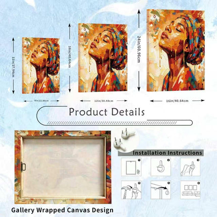African American Wall Art, Abstract Black Woman Canvas Print, Colorful Tribal Decor