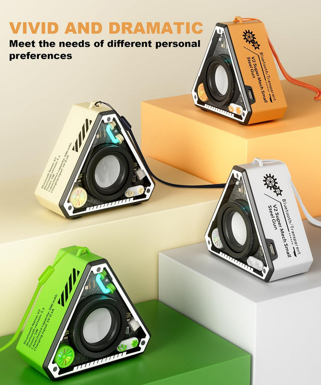 Feixg Mini Portable Bluetooth Speaker – TWS Dual Pairing, LED Lights & Lanyard, Outdoor/Home Use