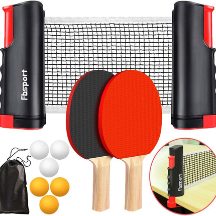 Ping Pong Paddle Set – Portable Table Tennis Kit with Net, Rackets & Balls