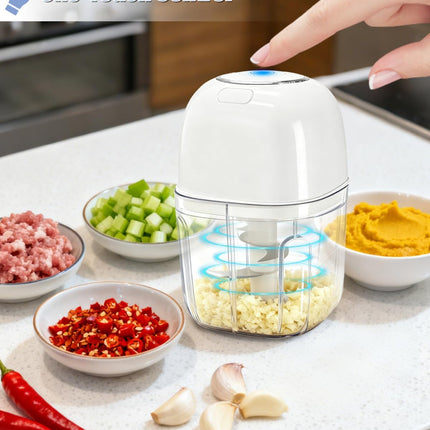 350ml Electric Garlic Chopper USB Rechargeable Mini Food Processor with 6 Blades