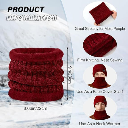 3PCS Winter Hat, Scarf & Gloves Set – Warm Fleece Lined Skull Cap & Gloves