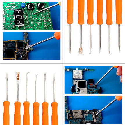 6-Piece Double-Sided Soldering Assist Kit with 2 Precision Tweezers
