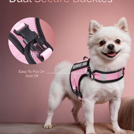 Service Dog Vest for Small Dogs Air Mesh ESA Harness & Leash Set with DIY Patches