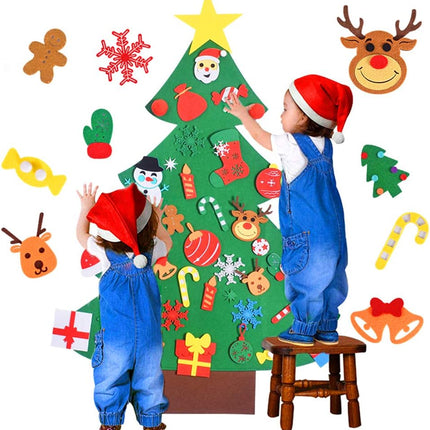 Christmas Tree DIY Felt Set – Tic-Tac-Toe Game & Wall Hanging Decorations for Kids