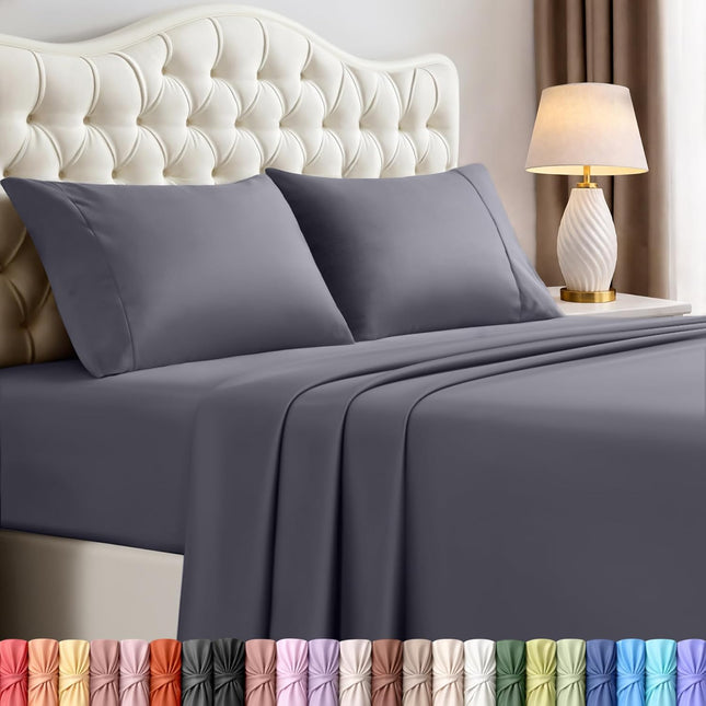 4-Piece Queen Bed Sheets – Microfiber, Includes Fitted, Flat & 2 Pillowcases