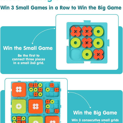 9 in 1 Detachable XO Board Game Travel Family Game for Kids Ages 6+