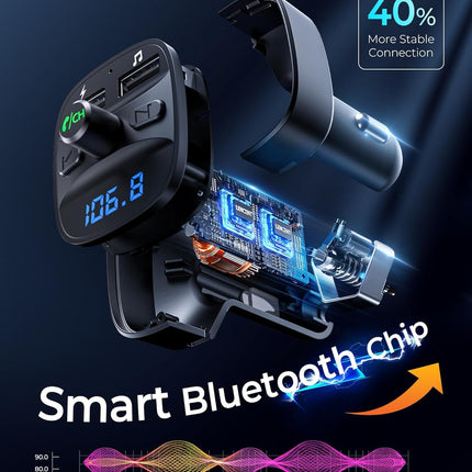 Wireless FM Transmitter Bluetooth Car Adapter MP3 Player with USB Charging