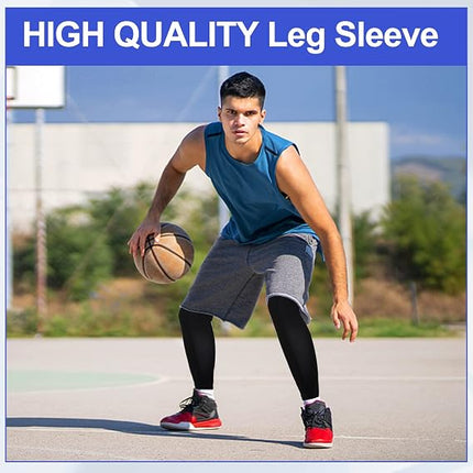 Compression Leg and Arm Sleeves 2 Pairs Each UV Protection Anti-Slip Silicone Strips