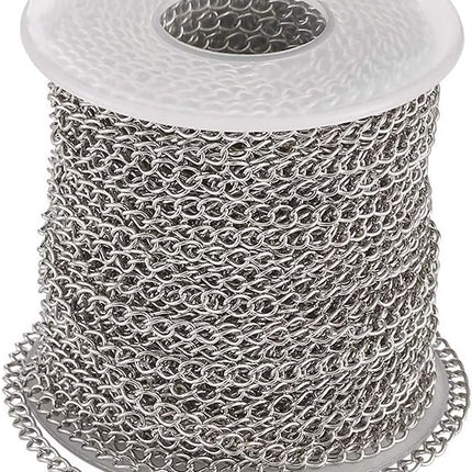 82 Feet 25M Stainless Steel Curb Chain 304 4x3x0.6mm Jewelry Making Plated