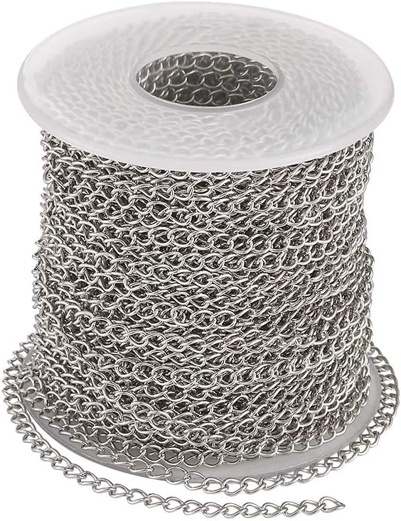82 Feet 25M Stainless Steel Curb Chain 304 4x3x0.6mm Jewelry Making Plated