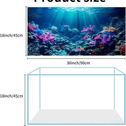 3 Pack Aquarium Background 36x18 Inch Polyester Fish Tank Undersea Coral Scenery