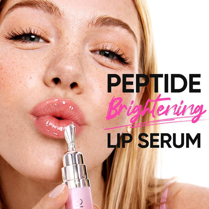 Brightening Lip Serum 0.33oz, Peptide Squalane Tinted Lip Gloss for Plump Lips