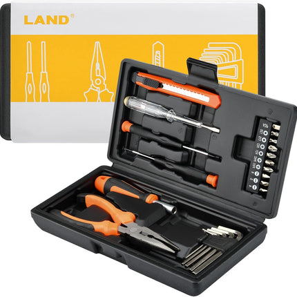 22pc Small Tool Kit with Toolbox for Household Repairs DIY & Garage Use