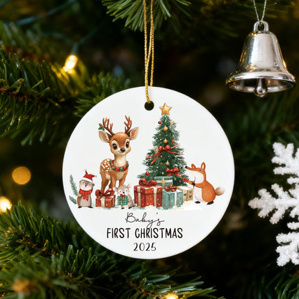 Baby’s First Christmas Ornament 2025, Ceramic Tree Decoration with Gift Box