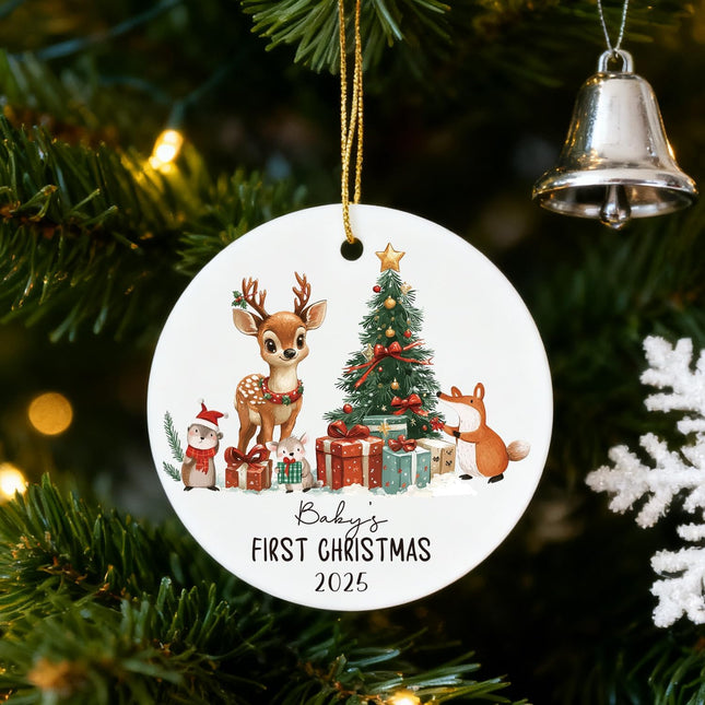 Baby’s First Christmas Ornament 2025, Ceramic Tree Decoration with Gift Box