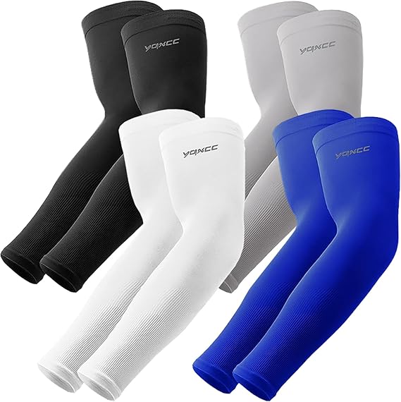4 Pairs Cooling UV Sun Protection Arm Sleeves Sports Compression Golf Basketball