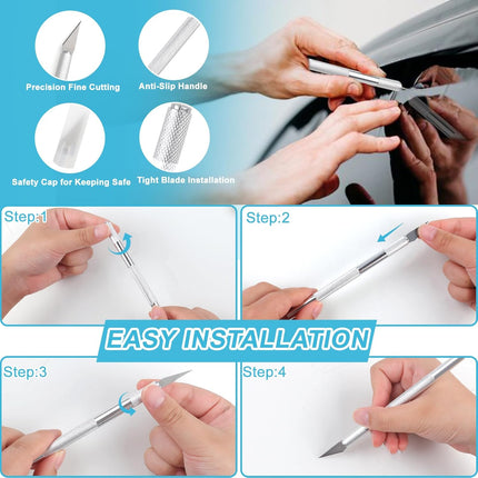 10PCS Window Tint Tools Kit – Vinyl Wrap, Felt Squeegee, Micro Squeegee, Craft Knife