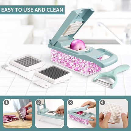 420 Stainless Steel Vegetable Chopper Dicer with 8 Blades Egg Separator