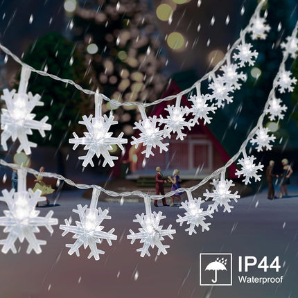Christmas Snowflake String Lights – 20ft 40 LED Battery Operated Xmas Decor