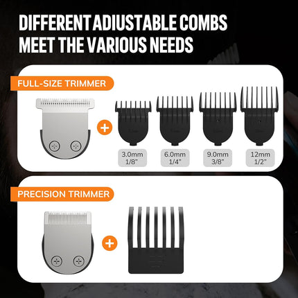 6-in-1 Beard Trimmer & Hair Clipper Kit, Waterproof Cordless Grooming Set for Men
