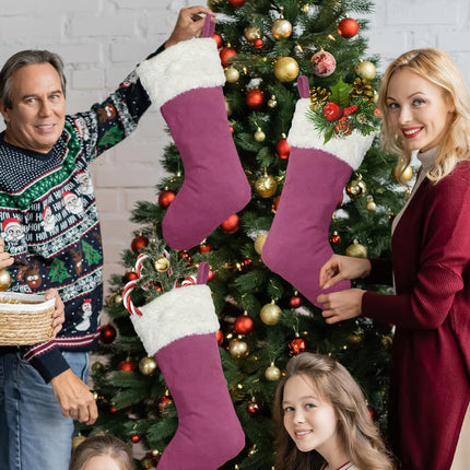 6-Pack 20" Pink Christmas Stockings, Large Xmas Decor for Fireplace & Tree