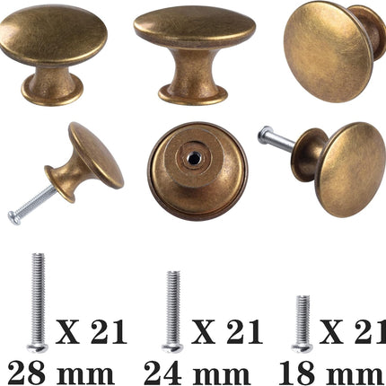 10 Pack Antique Brass Cabinet Knobs – Round Drawer & Cupboard Handles with Screws