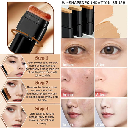 Dual Ended Foundation Stick Concealer Korean Makeup Contour Brush Set