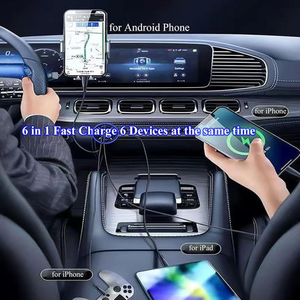 250W 6-in-1 USB C Car Charger, Fast Charge Adapter with Voltage Display