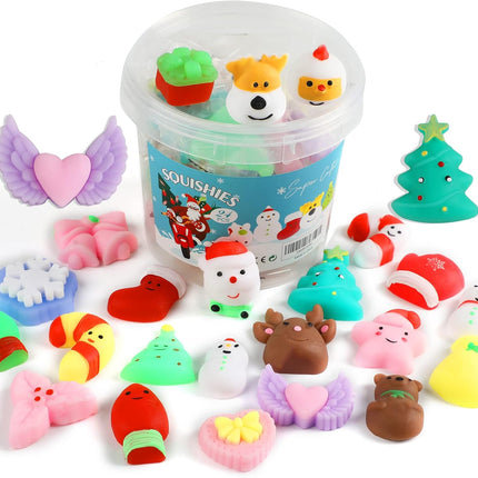 24PCS Mini Mochi Squishy Toys – Christmas Party Favors for Kids
