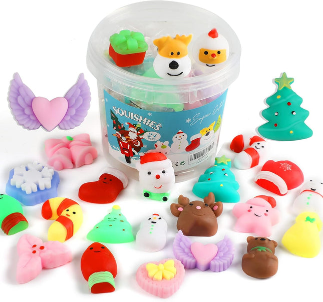 24PCS Mini Mochi Squishy Toys – Christmas Party Favors for Kids
