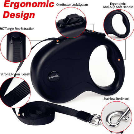16ft Retractable Dog Leash – Lightweight, Tangle-Free, One-Hand Brake
